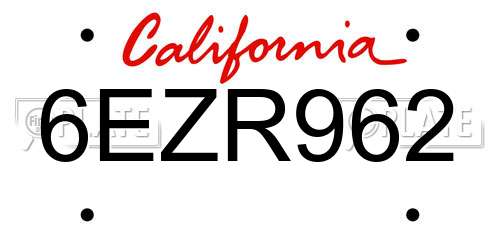 6EZR962 California License Plate
