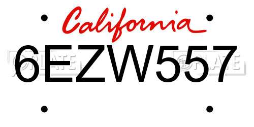 6EZW557 California License Plate