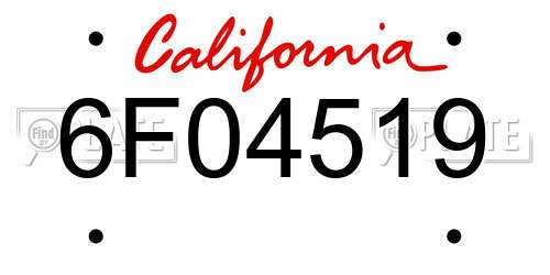 6F04519 California License Plate