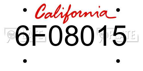 6F08015 California License Plate