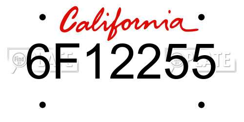 6F12255 California License Plate