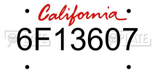 6F13607 California License Plate