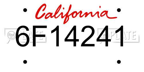 6F14241 California License Plate