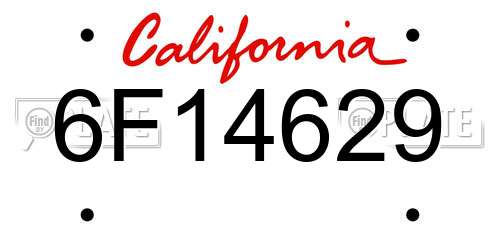 6F14629 California License Plate