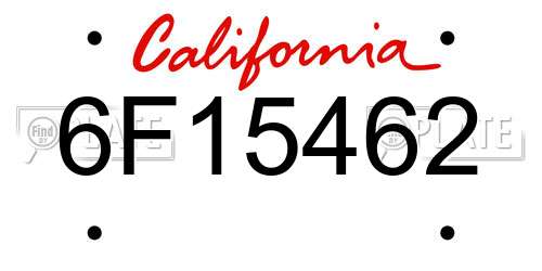 6F15462 California License Plate