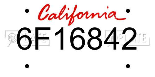 6F16842 California License Plate