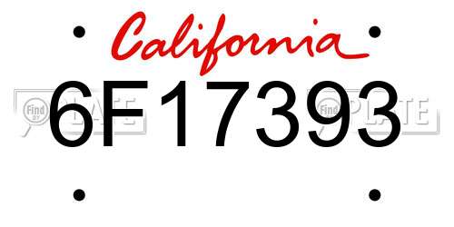 6F17393 California License Plate