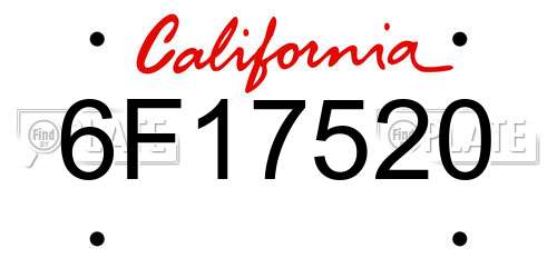 6F17520 California License Plate