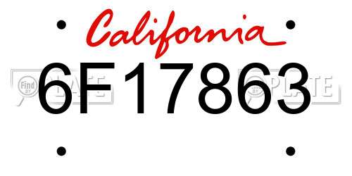6F17863 California License Plate