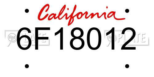 6F18012 California License Plate