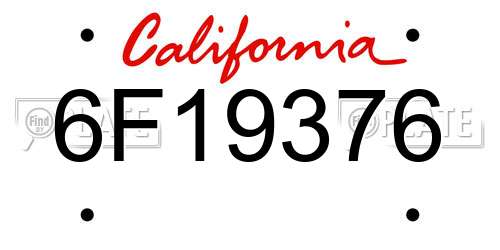 6F19376 California License Plate