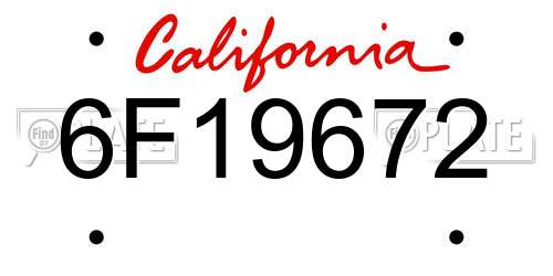 6F19672 California License Plate