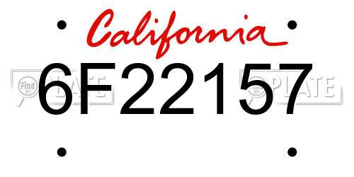 6F22157 California License Plate