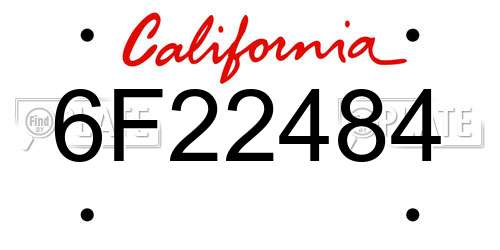 6F22484 California License Plate