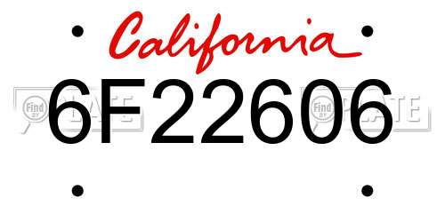 6F22606 California License Plate