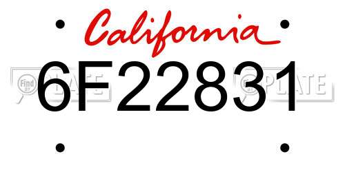 6F22831 California License Plate