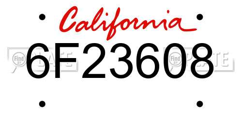 6F23608 California License Plate