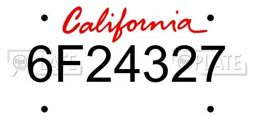 6F24327 California License Plate