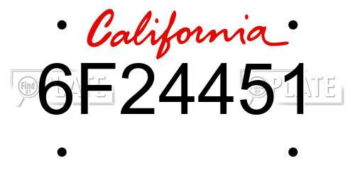6F24451 California License Plate