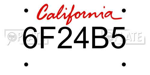 6F24B5 California License Plate