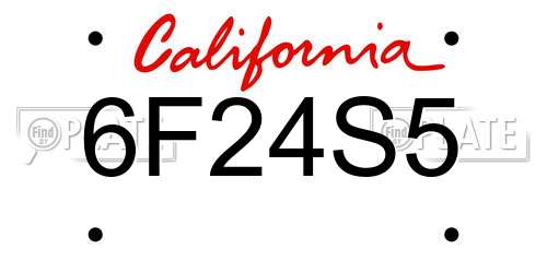 6F24S5 California License Plate