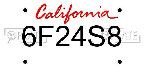 6F24S8 California License Plate