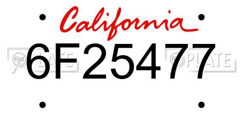 6F25477 California License Plate