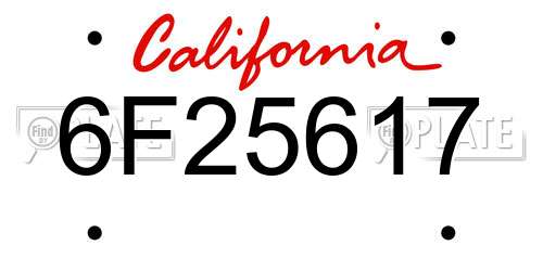 6F25617 California License Plate