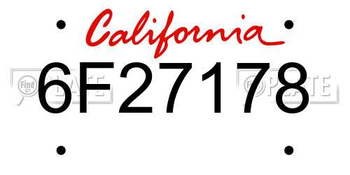 6F27178 California License Plate