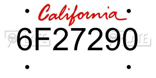 6F27290 California License Plate