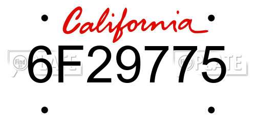 6F29775 California License Plate