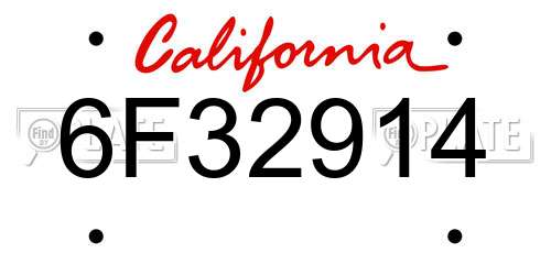 6F32914 California License Plate