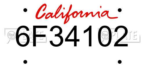 6F34102 California License Plate