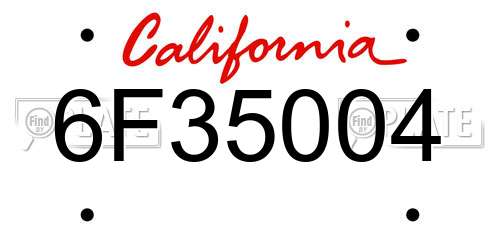 6F35004 California License Plate