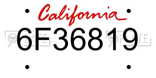 6F36819 California License Plate