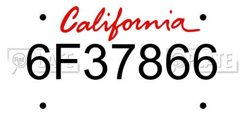 6F37866 California License Plate