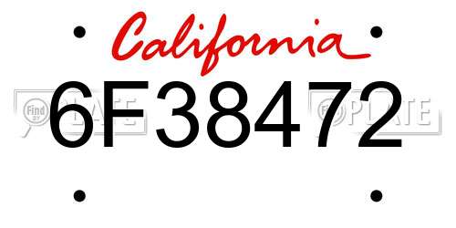 6F38472 California License Plate