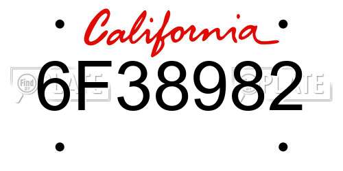 6F38982 California License Plate