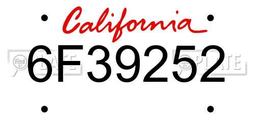 6F39252 California License Plate