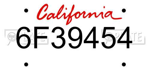 6F39454 California License Plate