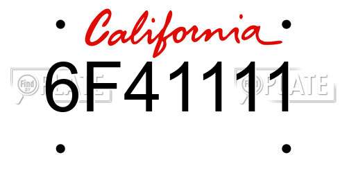 6F41111 California License Plate