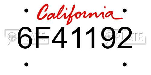 6F41192 California License Plate