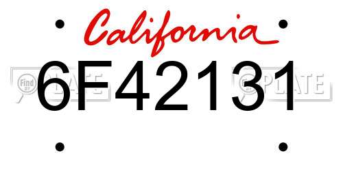 6F42131 California License Plate