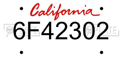 6F42302 California License Plate