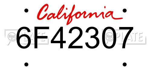 6F42307 California License Plate