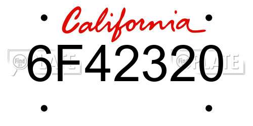 6F42320 California License Plate