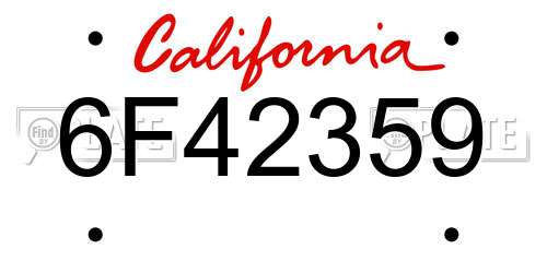 6F42359 California License Plate