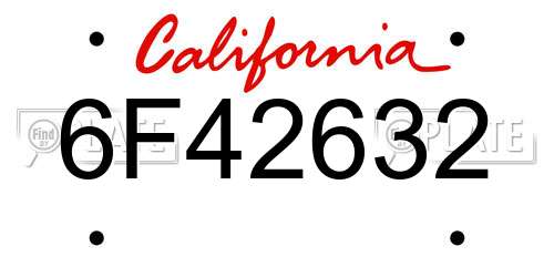6F42632 California License Plate