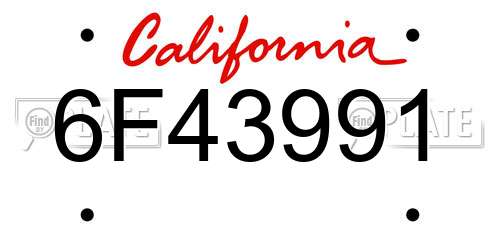 6F43991 California License Plate