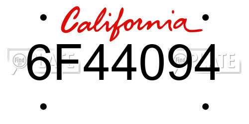 6F44094 California License Plate
